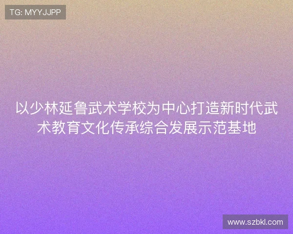 以少林延鲁武术学校为中心打造新时代武术教育文化传承综合发展示范基地